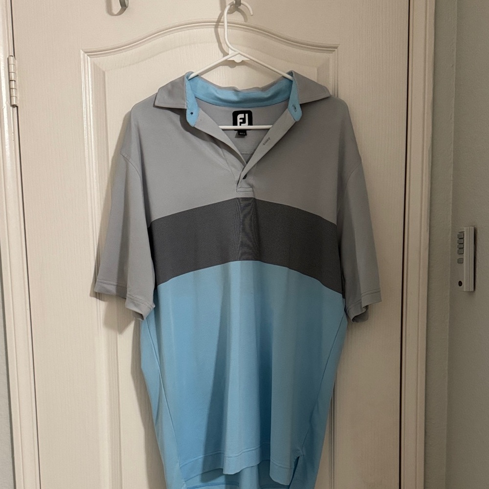 Men's Gray and Blue Polo Shirt